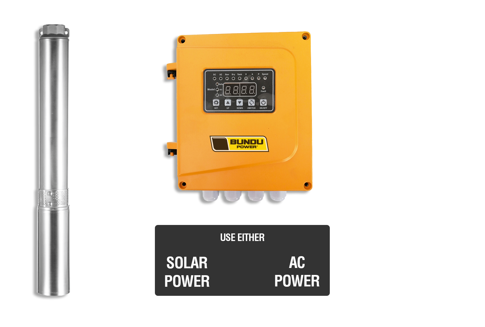Solar AC+DC Pump 1500w, 144m Head - A/D-3SPW1-17P