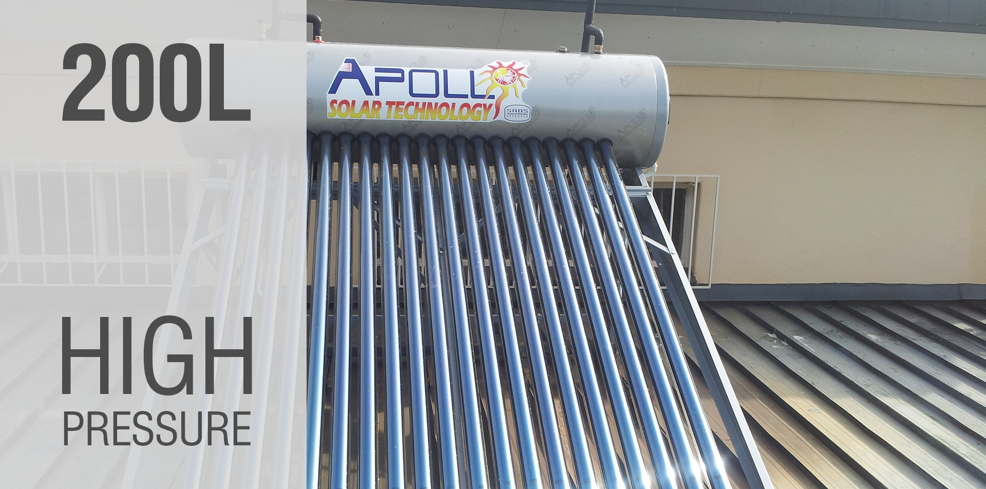 High Pressure Solar Geyser KIT - SP-HP-200L