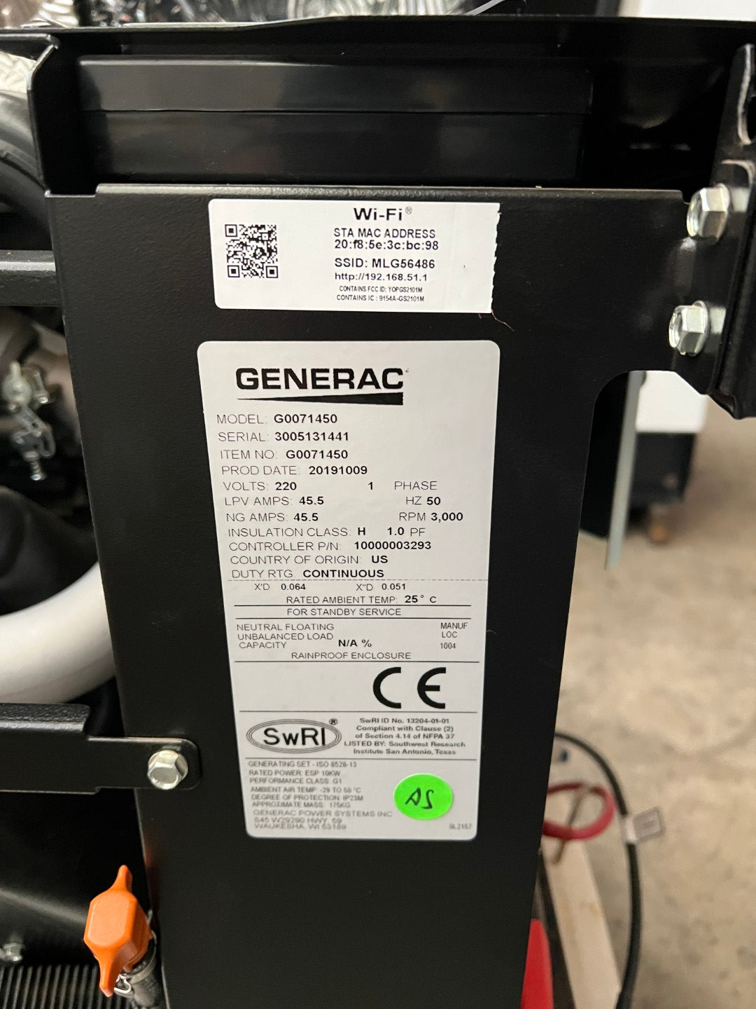 Generac BP10S-G Pre-Owned Generator - 51 Hours