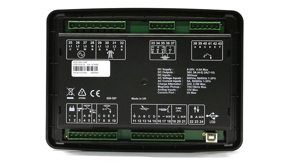 DSE6020 MKII Auto Mains Failure (AMF) Control Module – CAN + MPU Display for Cummins Generators